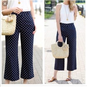 Ann Taylor navy polka dot ankle pant size 0